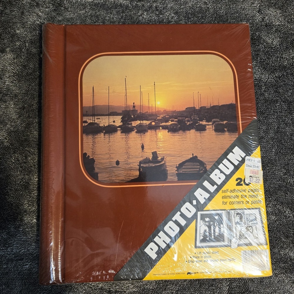 Vintage Kmart Photo Album 20 Self Adhesive Pages NEW Sealed Scenic Marina Theme